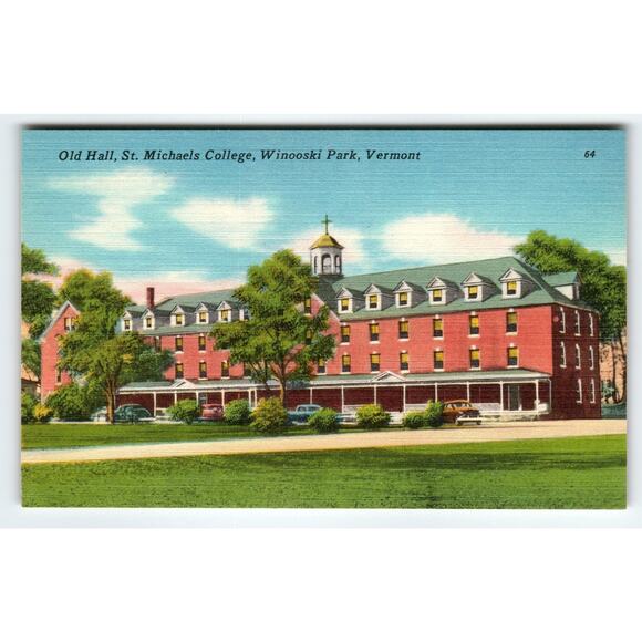 Vintage Linen Postcard Old Hall St. Michaels College Winooski Park VT - Picture 1 of 2